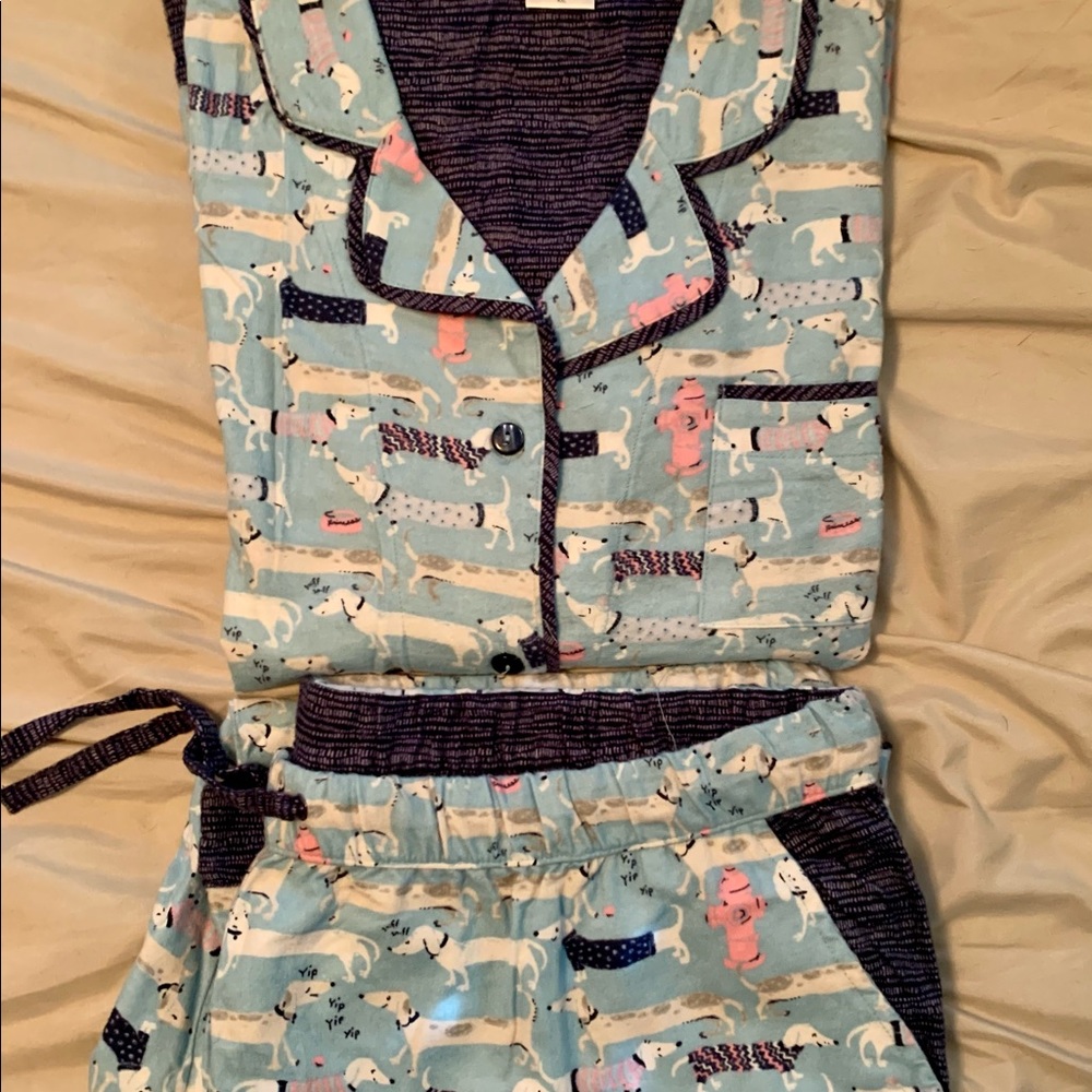 Munki Munki Blue Flannel Dachshund Pajama Set XXL